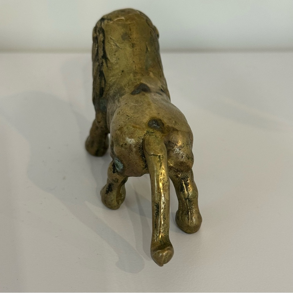 Action Vintage Solid Brass Lion Figurine Heavy Small Solid Made Taiwan - Picture 5 of 11